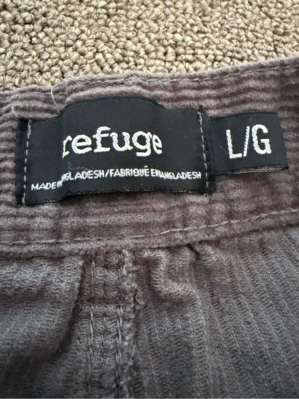 Refuge Charcoal Grey Corduroy Wide Leg Pants Boho Cottagecore Utilitycore L - Picture 4 of 4